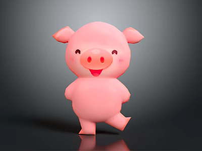 Cute Pink Pig Character 3D Cartoon Design With Smiling Face And Friendly Look 3d model