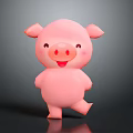 Cute Pink Pig Character 3D Cartoon Design With Smiling Face And Friendly Look