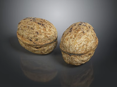 Whole Fresh Walnuts With Textured Shells And Natural Surface On Dark Background 3d model