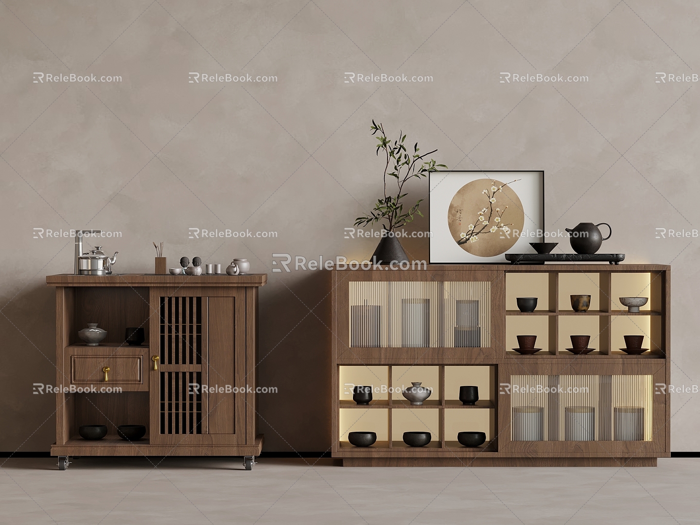 8 Tea Cabinet Antique Tea Cabinet 3d model