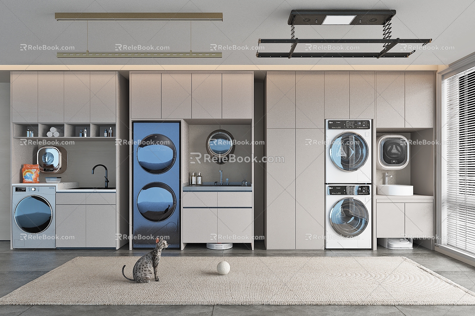 Modern Washing Machine Cabinet Balcony Laundry 3d model