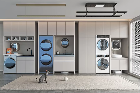 Modern Washing Machine Cabinet Balcony Laundry 3d model
