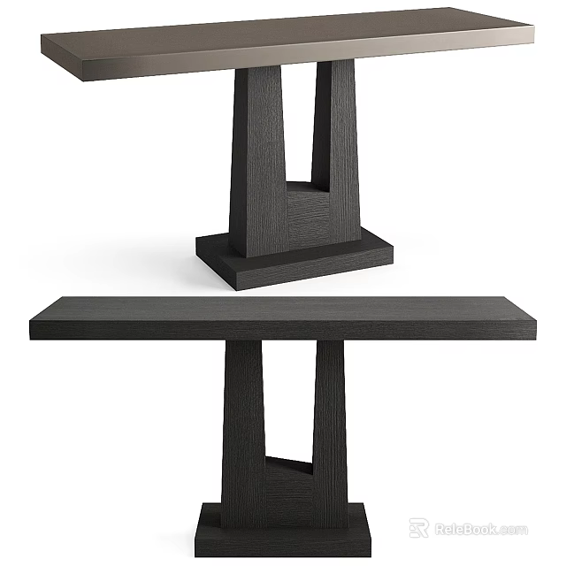 Modern Black Wooden Dining Table With Unique Leg Structure And Smooth Surface Design 3d model 