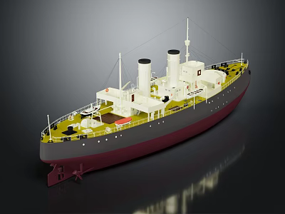 3D Rendered Classic Steamship Featuring Double Funnels And Detailed Hull 3d model