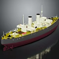 3D Rendered Classic Steamship Featuring Double Funnels And Detailed Hull