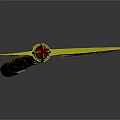 Decorative Ancient Axe With Blue Gold Head And Red Gold Handle Design