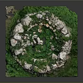 Natural Stone Circular Ring With Lush Green Grass and Mossy Greenery
