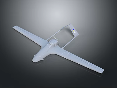 White Long Wing Drone Model With Aerodynamic Design And Single Rear Propeller 3d model