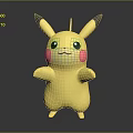 Yellow Pikachu Cartoon Character With Black Ears Red Cheeks Open Hands Standing On Dark Background