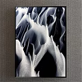 Black And White Abstract Painting With Flowing Wave Textures For Modern Wall Art