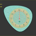Unique Teal Electronic Clock With Irregular Shape And Round Numbered Dial Design