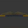 Open Book Sculpture With Yellowed Pages Blue And Gold Edges Design