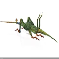 Fantasy Reptile With Green Body Colorful Details Long Snout Spiky Structures And Slender Tail