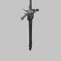 Ornate Fantasy Sword With Golden Hilt And Engraved Blade Surrounded By Sparks
