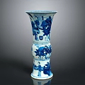 Blue and White Vase Showcasing Detailed Plant Motifs and Classic Art Design