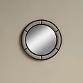 Modern Decorative Round Mirror with Woven Texture Frame on Beige Wall 3d model