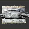 Ancient Bronze Horse Sculpture in Standing Pose with Detailed Saddle and Square Base