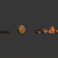Traditional Ceramic Pottery Display With Various Sizes Orange Vases And Decorative Jars