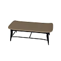 Modern Minimalist Coffee Table With Gray Woven Top And Black Metal Legs