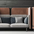 Modern Public Chair With Leather Upholstery And Brown Gray Cushions