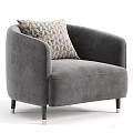Gray Fabric Accent Chair With Curved Arms Geometric Pattern Pillow And Black Legs