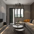 Modern Apartment Living Room With Concrete Walls Floor to Ceiling Window and L shaped Sofa