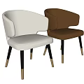 Elegant Modern Upholstered Dining Chair With Beige Fabric Seat And Black Metal Legs