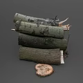 Natural Wood Logs Stacked Neatly With Rustic Bark And Raw Organic Texture