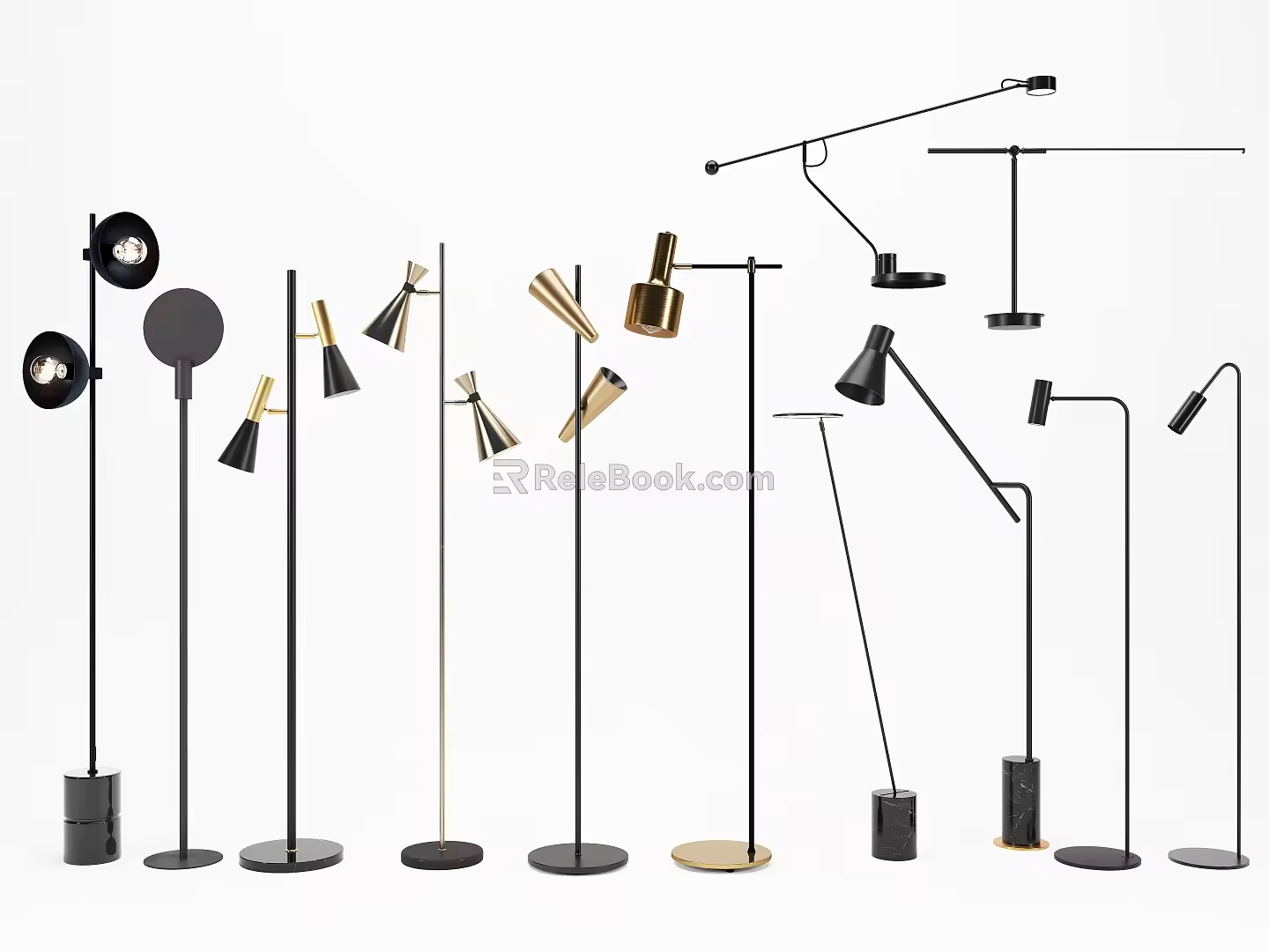 Multi-head floor lamp 3d model