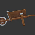 Garden Wooden Wheelbarrow With Metal Wheel And Sturdy Wooden Frame Design