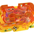 Fun Kids Playground With Orange Maze Transparent Structure Cactus Decorations And Yellow Floor