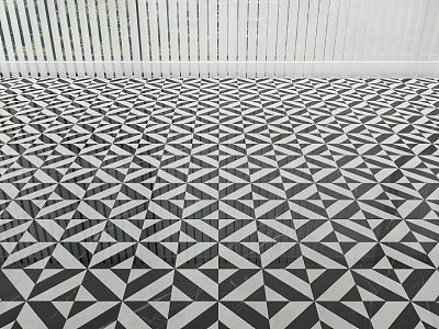 Black And White Geometric Pattern Floor Tiles For Modern Interior Design 3d model