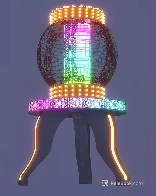 Colorful Outdoor Light With Spherical Shape And Intricate Decorative Stand For Bright Illumination 3d model 