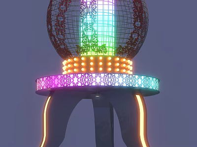 Colorful Outdoor Light With Spherical Shape And Intricate Decorative Stand For Bright Illumination 3d model