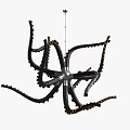 Octopus Shaped Unique Chandelier With Black Tentacles And Orange Accents