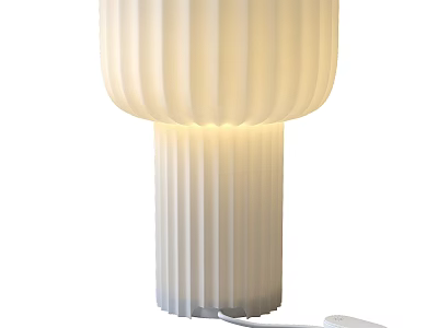 Modern Minimalist Table Lamp With Pleated Shade And Textured White Base 3d model