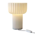 Modern Minimalist Table Lamp With Pleated Shade And Textured White Base