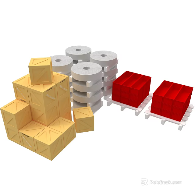 Modular Furniture With Yellow Blocks Gray Cylinders And Red Cubes Stackable Design 3d model 