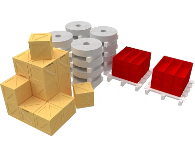 Modular Furniture With Yellow Blocks Gray Cylinders And Red Cubes Stackable Design 3d model