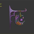 Purple Decorative Scene Component With Crescent Shape Pink Gemstone And Orange Beads