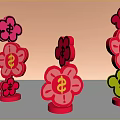 Colorful Flower Shaped Photo Spot With Dollar Signs And Blue Sky Background