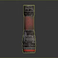 Shiny Metallic Cylindrical Object With Red Ring And Textured Reflective Surface