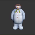 Festive White Snowman Ornament With Green Hat Scarf And Black Buttons