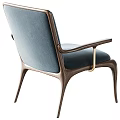 Modern Single Chair With Plush Fabric Wooden Legs And Gold Metal Armrests