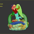 Anime Decorative Figurine With Orange Outfit White Wings Halo Yellow Cloud Base And Purple Dragon