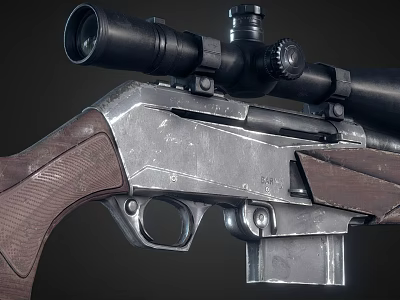 High Precision Sniper Rifle With Metallic Body Wooden Stock And Mounted Optic Scope 3d model
