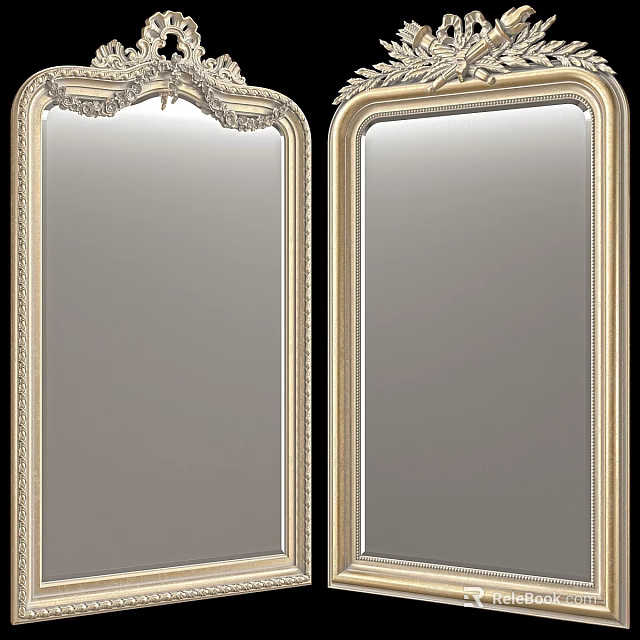 Ornate Decorative Mirrors With Intricate Carved Frames Classic Design And Two Piece Set 3d model