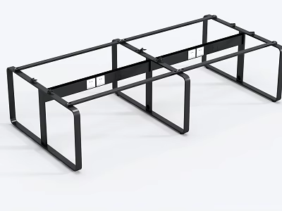 Two Modern Office Desks With Black Metal Frame And Minimalist Design 3d model