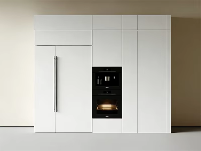 Modern White Sideboard With Built In Appliance And Sleek Storage Cabinets 3d model