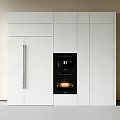 Modern White Sideboard With Built In Appliance And Sleek Storage Cabinets